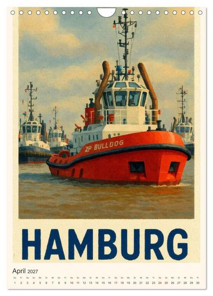 Produktbild: City Poster Hamburg - Stilisierte Impressionen der Hansestadt (Wandkalender 2027 DIN A4 hoch), CALVENDO Monatskalender