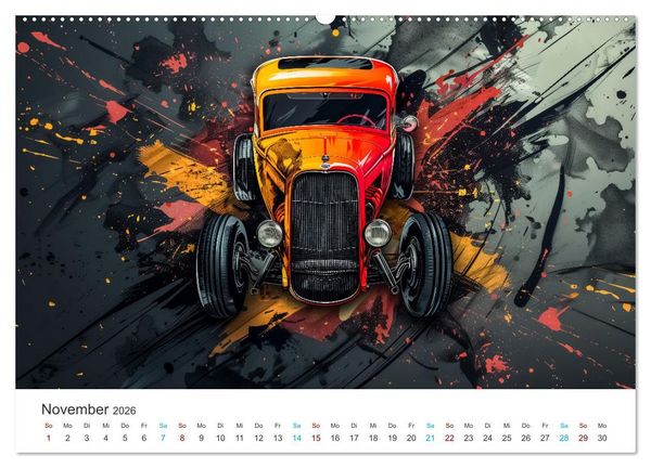 Produktbild: Hot Road - Oldtimer durch eine KI im neuen Gewand (hochwertiger Premium Wandkalender 2026 DIN A2 quer), Kunstdruck in Hochglanz