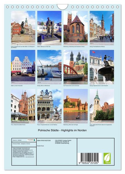 Produktbild: Polnische St&auml;dte - Highlights im Norden (Wandkalender 2026 DIN A4 hoch), CALVENDO Monatskalender