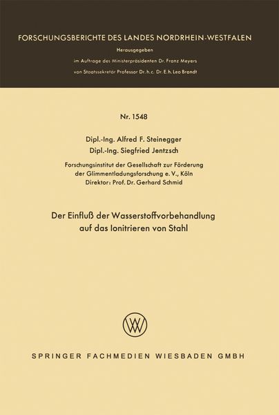 Produktbild: Der Einflu&szlig; der Wasserstoffvorbehandlung auf das Ionitrieren von Stahl