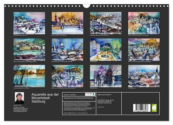 Produktbild: Aquarelle aus der Mozartstadt Salzburg (Wandkalender 2026 DIN A3 quer), CALVENDO Monatskalender