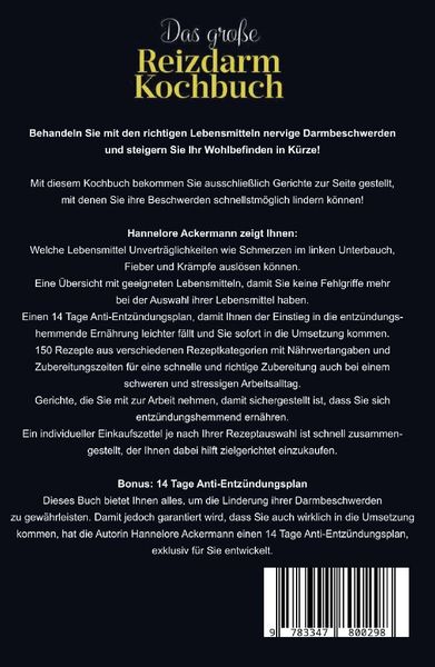 Produktbild: Das gro&szlig;e Reizdarm Kochbuch! Inklusive 14 Tage N&auml;hrwerteangaben und Ern&auml;hrungsratgeber! 1. Auflage