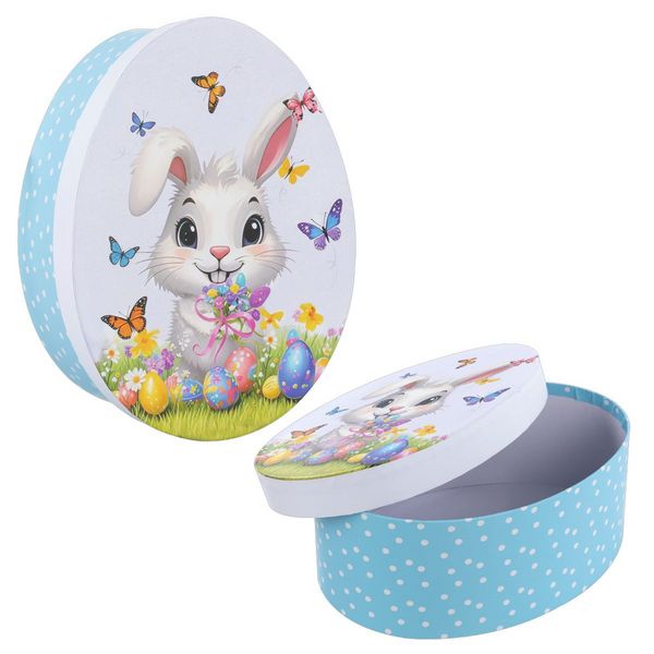 Produktbild: Idena Geschenkbox Ostern oval Hase wei&szlig; 16,5x22x8,5cm