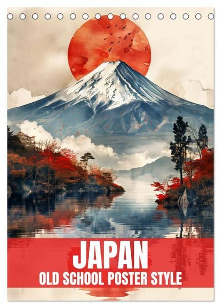 Japan - Old School Poster Style (Tischkalender 2026 DIN A5 hoch), CALVENDO Monatskalender