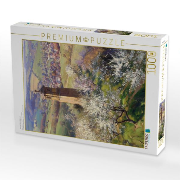 Produktbild: CALVENDO Puzzle Turm mit Kirschb&auml;umen | 1000 Teile Lege-Gr&ouml;&szlig;e 64x48cm Foto-Puzzle f&uuml;r gl&uuml;ckliche Stunden