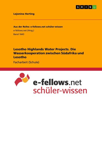 Produktbild: Lesotho Highlands Water Projects. Die Wasserkooperation zwischen S&uuml;dafrika und Lesotho