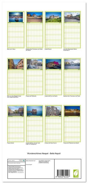 Produktbild: Familienplaner 2026 - Wundersch&ouml;nes Neapel - Bella Napoli mit 5 Spalten (Wandkalender, 21 x 45 cm) CALVENDO
