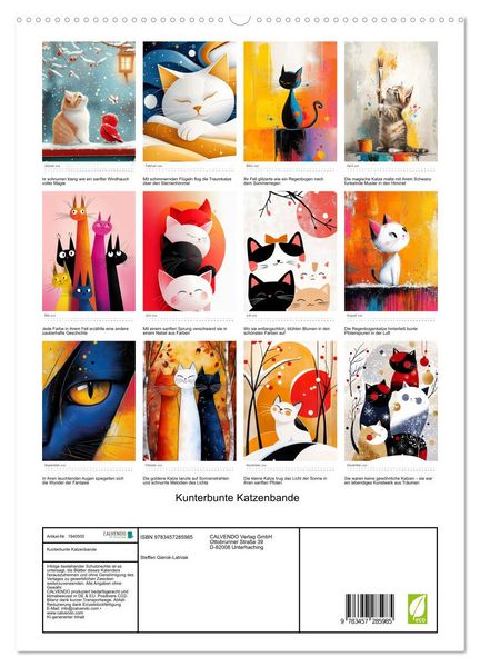 Produktbild: Kunterbunte Katzenbande (hochwertiger Premium Wandkalender 2026 DIN A2 hoch), Kunstdruck in Hochglanz