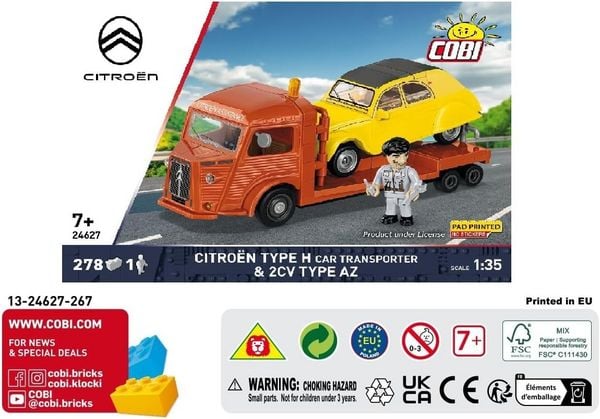 Produktbild: COBI 24627 - Citroen Type H Car Transporter & 2CV Type AZ, Bausatz 1:35, 278 Klemmbausteine