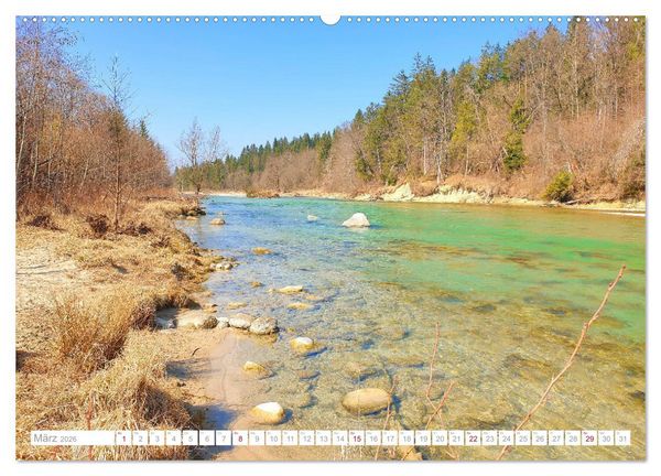 Produktbild: Meine Isar bei Geretsried (hochwertiger Premium Wandkalender 2026 DIN A2 quer), Kunstdruck in Hochglanz
