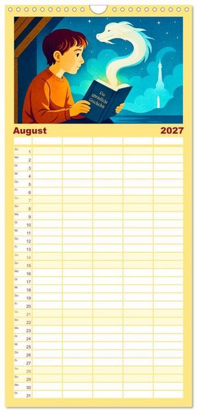 Produktbild: Familienplaner 2027 - Michael Ende mit 5 Spalten (Wandkalender, 21 x 45 cm) CALVENDO