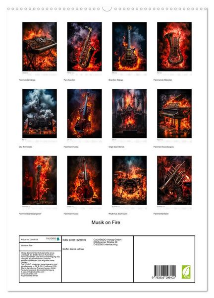 Produktbild: Musik on Fire (hochwertiger Premium Wandkalender 2026 DIN A2 hoch), Kunstdruck in Hochglanz