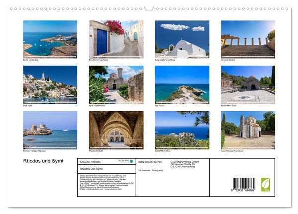 Produktbild: Rhodos und Symi (hochwertiger Premium Wandkalender 2026 DIN A2 quer), Kunstdruck in Hochglanz