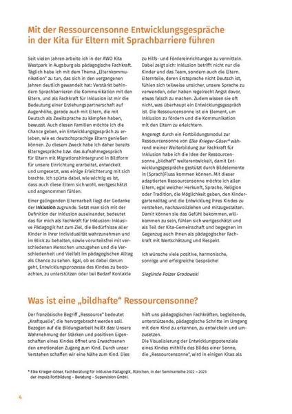 Produktbild: Die Ressourcensonne: Gute Entwicklungsgespr&auml;che in der Kita trotz Sprachbarriere