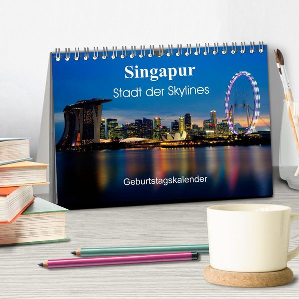 Produktbild: Singapur Stadt der Skylines (Tischkalender 2026 DIN A5 quer), CALVENDO Monatskalender