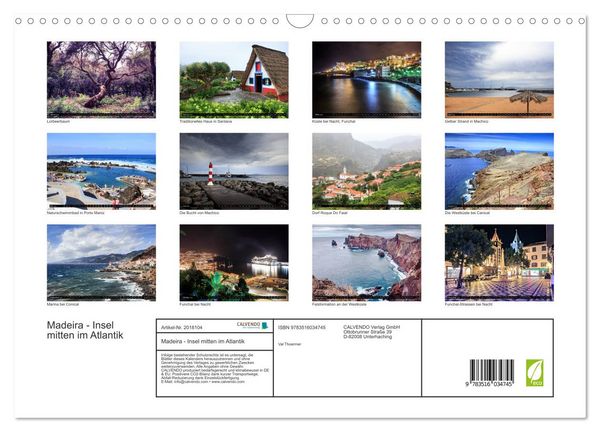 Produktbild: Madeira - Insel mitten im Atlantik (Wandkalender 2026 DIN A3 quer), CALVENDO Monatskalender