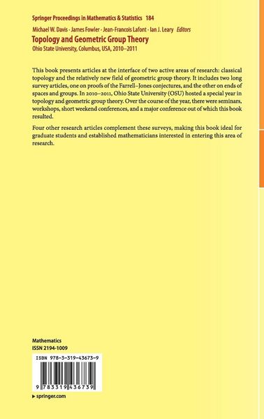 Produktbild: Topology and Geometric Group Theory