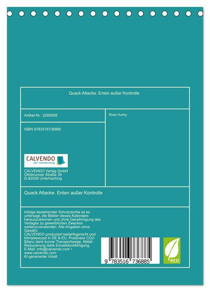 Produktbild: Quack Attacke. Enten au&szlig;er Kontrolle (Tischkalender 2026 DIN A5 hoch), CALVENDO Monatskalender