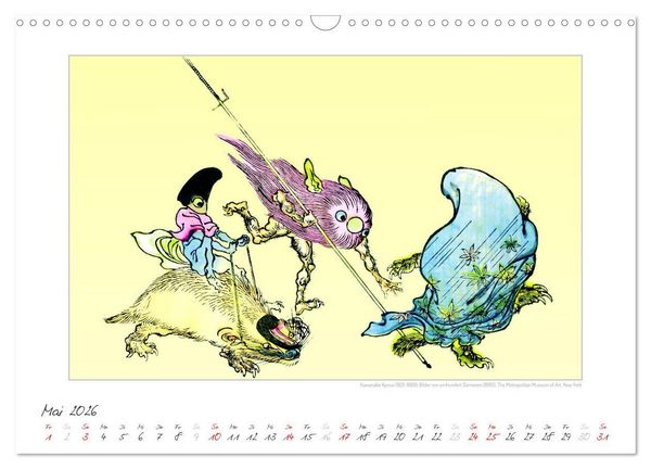 Produktbild: Kawanabe Kyosai - Einhundert D&auml;monen Kunstkalender (Wandkalender 2026 DIN A3 quer), CALVENDO Monatskalender