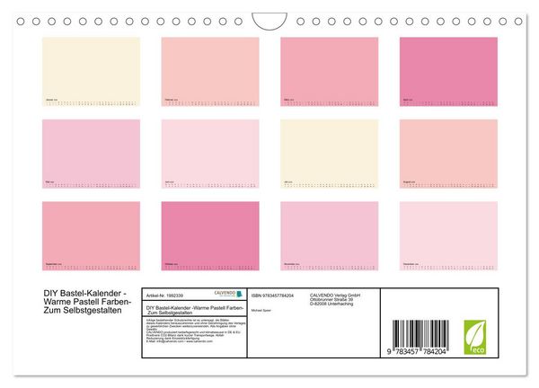 Produktbild: DIY Bastel-Kalender -Warme Pastell Farben- Zum Selbstgestalten (Wandkalender 2026 DIN A4 quer), CALVENDO Monatskalender