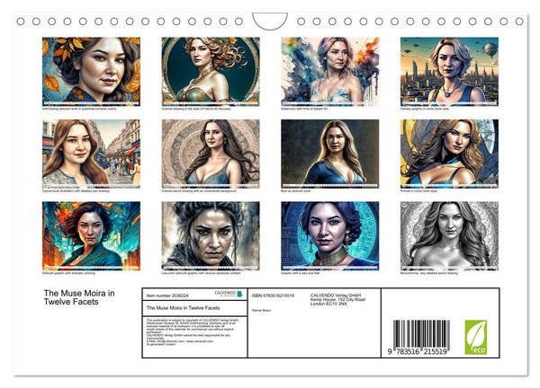 Produktbild: The Muse Moira in Twelve Facets (Wall Calendar 2026 DIN A4 landscape), CALVENDO 12 Month Wall Calendar