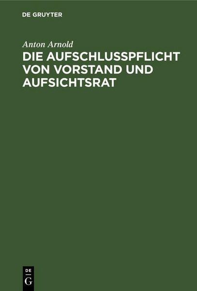 Produktbild: Die Aufschlusspflicht von Vorstand und Aufsichtsrat