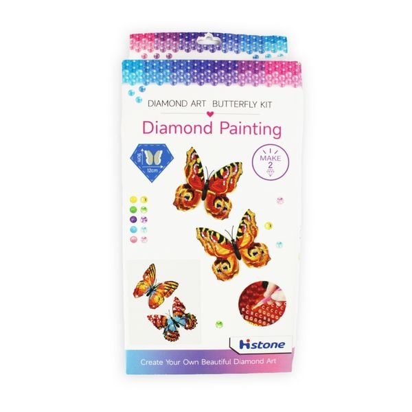 PRACHT Diamond Painting Schmetterling mit Magnet orange 2 Stück