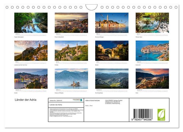 Produktbild: L&auml;nder der Adria (Wandkalender 2026 DIN A4 quer), CALVENDO Monatskalender