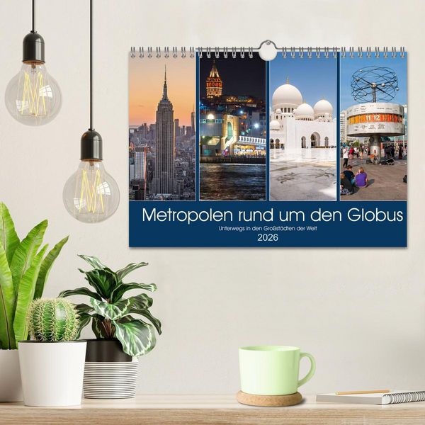 Produktbild: Metropolen rund um den Globus (Wandkalender 2026 DIN A4 quer), CALVENDO Monatskalender