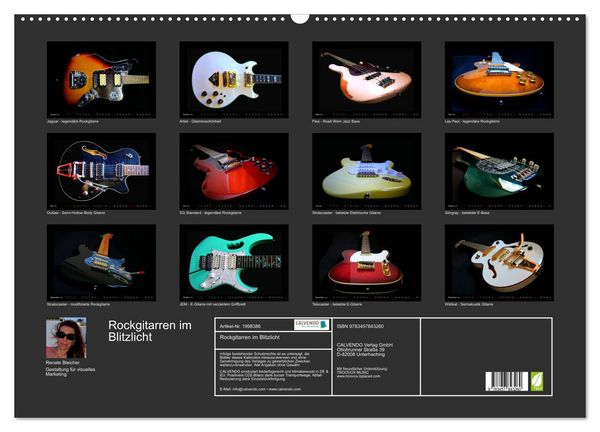 Produktbild: Rockgitarren im Blitzlicht (Wandkalender 2026 DIN A2 quer), CALVENDO Monatskalender