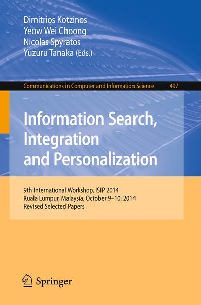 Produktbild: Information Search, Integration and Personalization