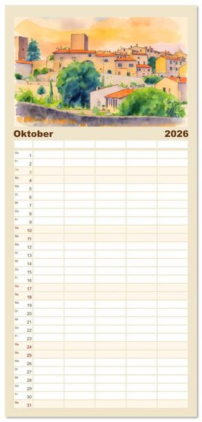 Produktbild: Familienplaner 2026 - Idylle im Latium mit 5 Spalten (Wandkalender, 21 x 45 cm) CALVENDO