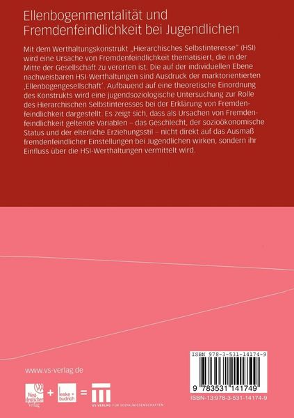 Produktbild: Ellenbogenmentalit&auml;t und Fremdenfeindlichkeit bei Jugendlichen