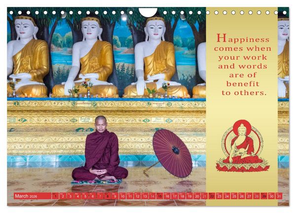 Produktbild: BUDDHIST WISDOMS - THE RED UMBRELLA (Wall Calendar 2026 DIN A4 landscape), CALVENDO 12 Month Wall Calendar