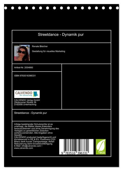 Produktbild: Streetdance - Dynamik pur (Tischkalender 2026 DIN A5 hoch), CALVENDO Monatskalender