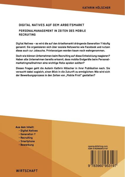 Produktbild: Digital Natives auf dem Arbeitsmarkt. Personalmanagement in Zeiten des Mobile Recruiting