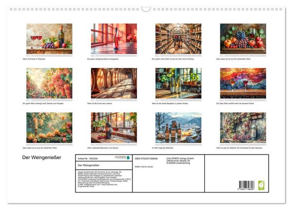 Produktbild: Der Weingenie&szlig;er (Wandkalender 2026 DIN A2 quer), CALVENDO Monatskalender