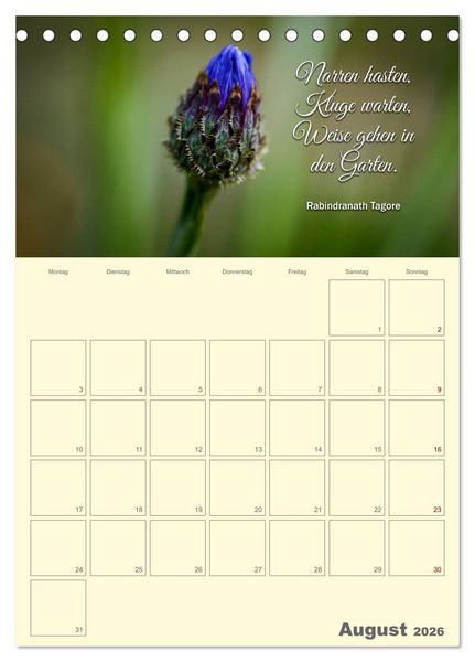 Produktbild: Gartenliebe (Tischkalender 2026 DIN A5 hoch), CALVENDO Monatskalender
