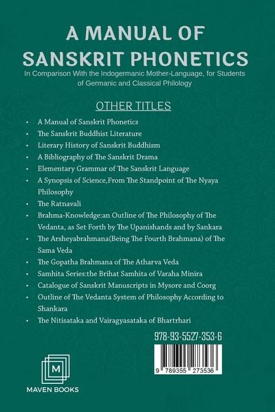 Produktbild: A Manual of Sanskrit Phonetics In Comparison With the Indogermanic Mother-Language, for Students of Germanic and Classical Philology