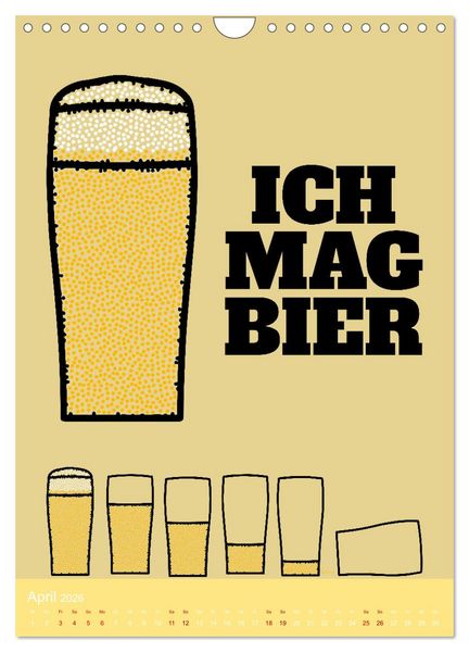 Produktbild: BIER Wandkalender -Trinken mit Stil (Wandkalender 2026 DIN A4 hoch), CALVENDO Monatskalender