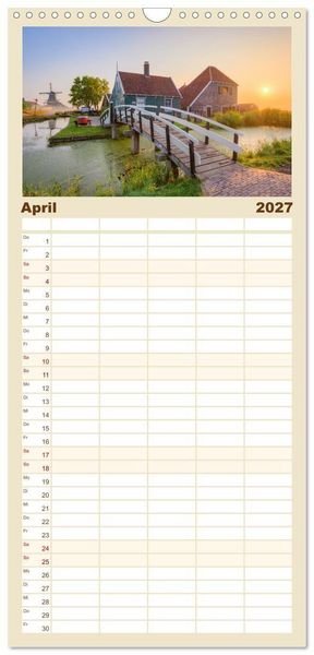 Produktbild: Familienplaner 2027 - Wundersch&ouml;ne Niederlande mit 5 Spalten (Wandkalender, 21 x 45 cm) CALVENDO