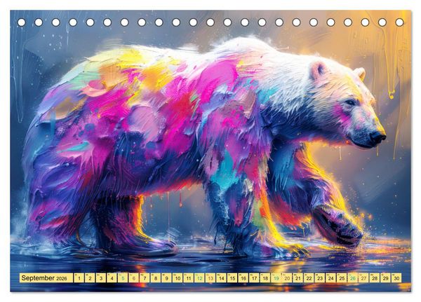 Produktbild: Tiere im Pop Art Kleid (Tischkalender 2026 DIN A5 quer), CALVENDO Monatskalender