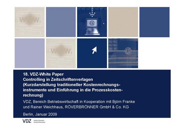 Produktbild: Controlling in Zeitschriftenverlagen (Kurzdarstellung traditioneller Kostenrechnungsinstrumente und Einf&uuml;hrung in die Prozesskostenrechnung)