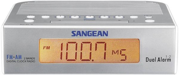 Sangean RCR-5 Radiowecker UKW, MW AUX Silber, Weiß