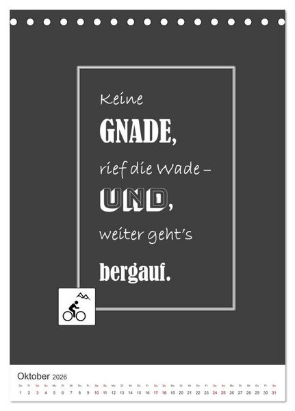 Produktbild: Markante, freche Spr&uuml;che rund ums Radfahren (Tischkalender 2026 DIN A5 hoch), CALVENDO Monatskalender