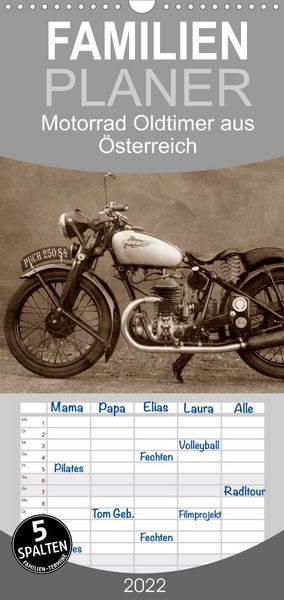 Produktbild: Familienplaner Motorrad Oldtimer aus &Ouml;sterreich (Wandkalender 2022 , 21 cm x 45 cm, hoch)