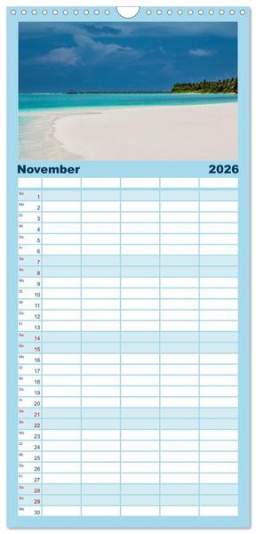 Produktbild: Familienplaner 2026 - Malediven &ndash; Das Paradies im Indischen Ozean III mit 5 Spalten (Wandkalender, 21 x 45 cm) CALVENDO