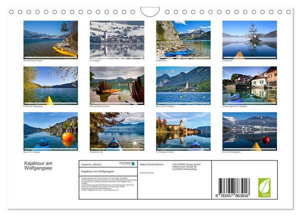 Produktbild: Kajaktour am Wolfgangsee (Wandkalender 2026 DIN A4 quer), CALVENDO Monatskalender