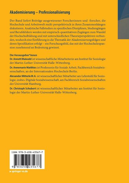Produktbild: Akademisierung &ndash; Professionalisierung
