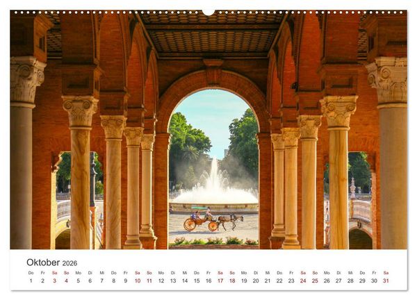 Produktbild: Sevilla - Atemberaubende Architektur (hochwertiger Premium Wandkalender 2026 DIN A2 quer), Kunstdruck in Hochglanz